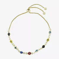 Silver Reflections Guardian Eye Multi Color Gold Tone Evil Eye Round Bolo Bracelet