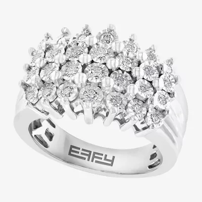 Effy  Womens 3.5MM 1/2 CT. T.W. Natural Diamond Sterling Silver Cluster Band