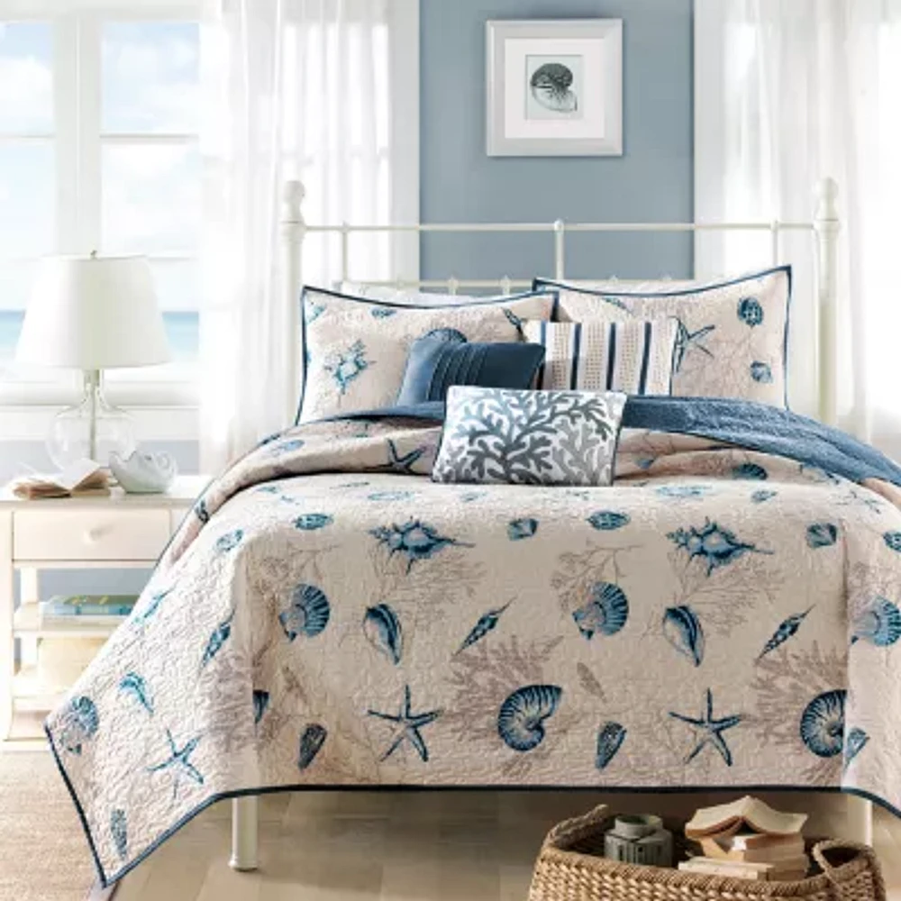 Madison Park Nantucket Coastal Quilt Set With Throw Pillows