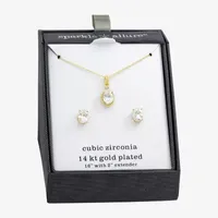 Sparkle Allure 2-pc. Cubic Zirconia 14K Gold Over Brass Oval Jewelry Set