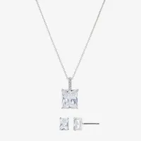 Sparkle Allure 2-pc. Crystal Pure Silver Over Brass Rectangular Jewelry Set