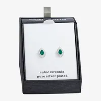 Sparkle Allure Crystal Pure Silver Over Brass 14.4mm Pear Stud Earrings