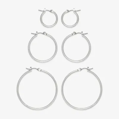 Mixit Hypoallergenic Silver Tone Hoop Pair Earring Set