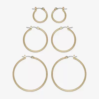 Mixit Hypoallergenic Gold Tone Hoop Pair Earring Set