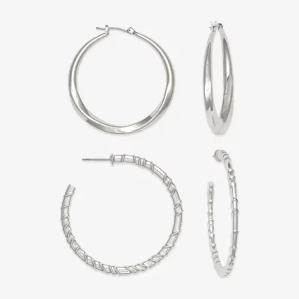 Mixit Hypoallergenic Silver Tone Hoop Pair Earring Set