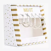 Mixit Hypoallergenic Silver Tone Hoop 3 Pair Earring Set