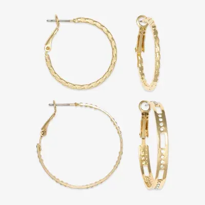 Mixit Hypoallergenic Gold Tone Hoop 2 Pair Earring Set