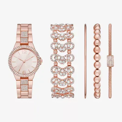 Womens Crystal Accent Rose Goldtone 5-pc. Watch Boxed Set Fmdjset338