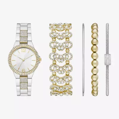 Ladies Boxed Sets Womens Crystal Accent Two Tone 5-pc. Watch Boxed Set Fmdjset339