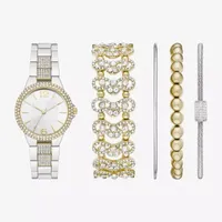 Ladies Boxed Sets Womens Crystal Accent Two Tone 5-pc. Watch Boxed Set Fmdjset339