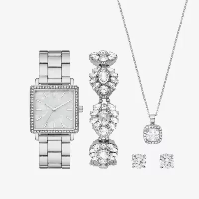 Ladies Boxed Sets Womens Crystal Accent Silver Tone 4-pc. Watch Boxed Set Fmdjset346