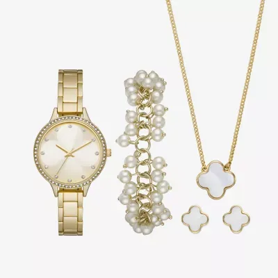 Ladies Boxed Sets Womens Crystal Accent Gold Tone 4-pc. Watch Boxed Set Fmdjset344