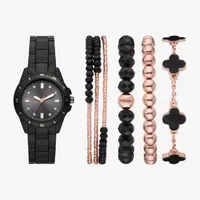 Ladies Boxed Sets Womens Crystal Accent Black 5-pc. Watch Boxed Set Fmdjset342