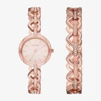 Geneva Ladies Womens Crystal Accent Rose Goldtone 2-pc. Watch Boxed Set Fmdjset073