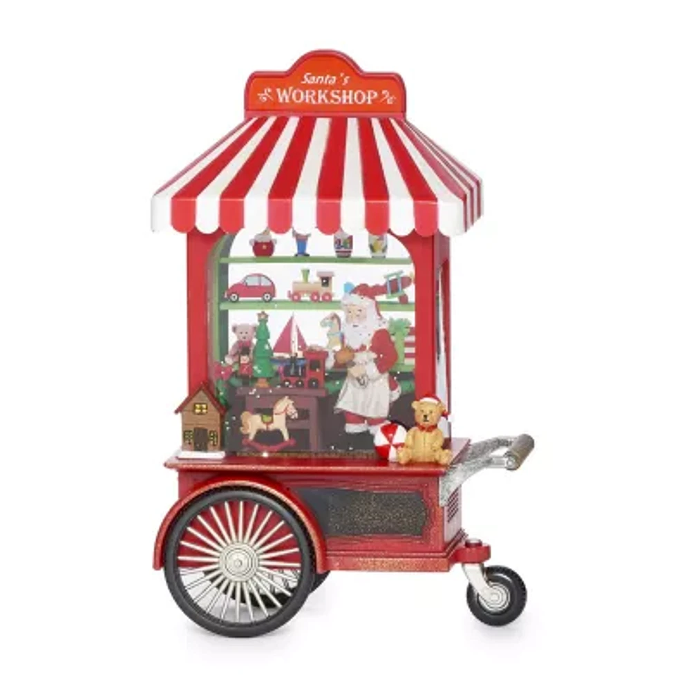 Roman "10.75"" Led Toy Shop Cart With Santa" Lighted Christmas Tabletop Decor