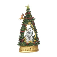 Roman 13.5" Led Village Tree & Church Lighted Christmas Tabletop Decor