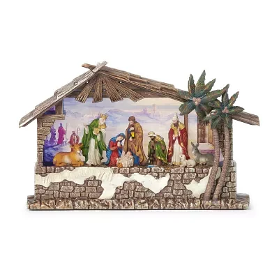 Roman "8.25"" Led Nativity Stable" Lighted Christmas Tabletop Decor