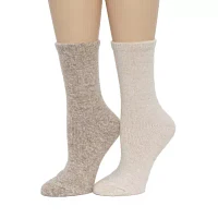 Luxury Cozy Wide Welt 2 Pair Crew Socks Womens