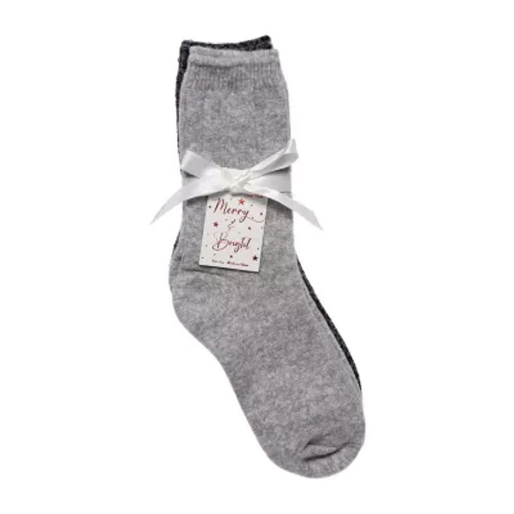 Luxury Cozy Waffle 2 Pair Crew Socks Womens