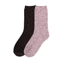 Luxury Cozy Waffle 2 Pair Crew Socks Womens