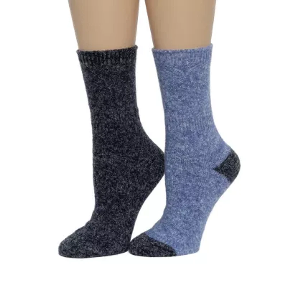 Luxury Cozy Texture 2 Pair Crew Socks Womens