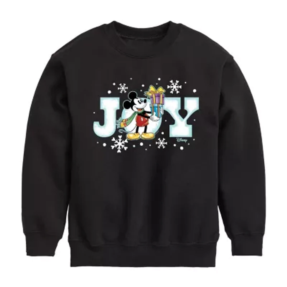 Disney Collection Little & Big Boys Crew Neck Long Sleeve Mickey Mouse Sweatshirt