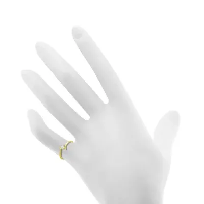 Itsy Bitsy Cubic Zirconia 14K Gold Over Silver Bypass  Band