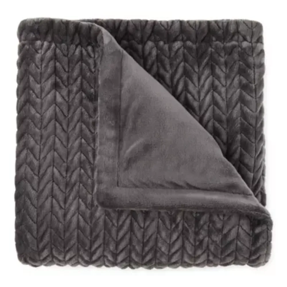 Loom + Forge Chevron  Faux Mink Throw