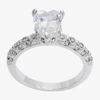 Sparkle Allure Crystal Pure Silver Over Brass Pear Solitaire Engagement Ring