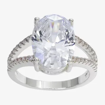 Sparkle Allure Cubic Zirconia Pure Silver Over Brass Oval Engagement Ring