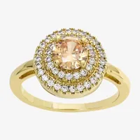 Sparkle Allure Cubic Zirconia 14K Gold Over Brass Round Halo Cocktail Ring