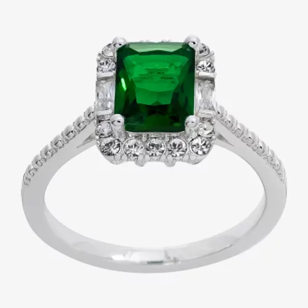 Sparkle Allure Cubic Zirconia Pure Silver Over Brass Square Halo Cocktail Ring