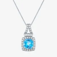 Womens Genuine Topaz Sterling Silver Pendant Necklace