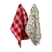 Design Imports Boughs Of Holly 2-pc. Dish Cloths