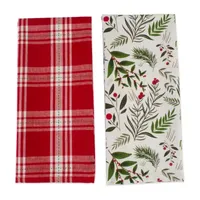 Design Imports Boughs Of Holly 2-pc. Dish Cloths