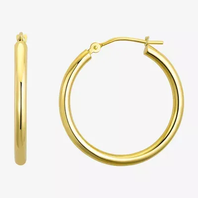 18K Gold 1 Inch Round Hoop Earrings