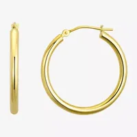 18K Gold 1 Inch Round Hoop Earrings