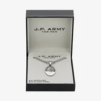 J.P. Army Men's Jewelry Saint Christopher Stainless Steel 24 Inch Cable Pendant Necklace