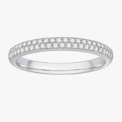 Micro Pave 2MM 1/4 CT. T.W. Natural White Diamond 10K White Gold Anniversary Wedding Band