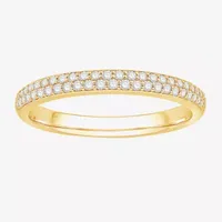 Micro Pave 2MM 1/4 CT. T.W. Natural White Diamond 10K Gold Anniversary Wedding Band