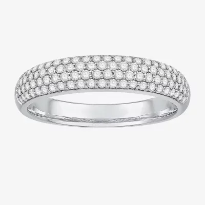 Micro Pave 4MM 1/ CT. T.W. Natural White Diamond 10K White Gold Anniversary Wedding Band