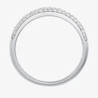 Micro Pave 4MM 1/ CT. T.W. Natural White Diamond 10K White Gold Anniversary Wedding Band