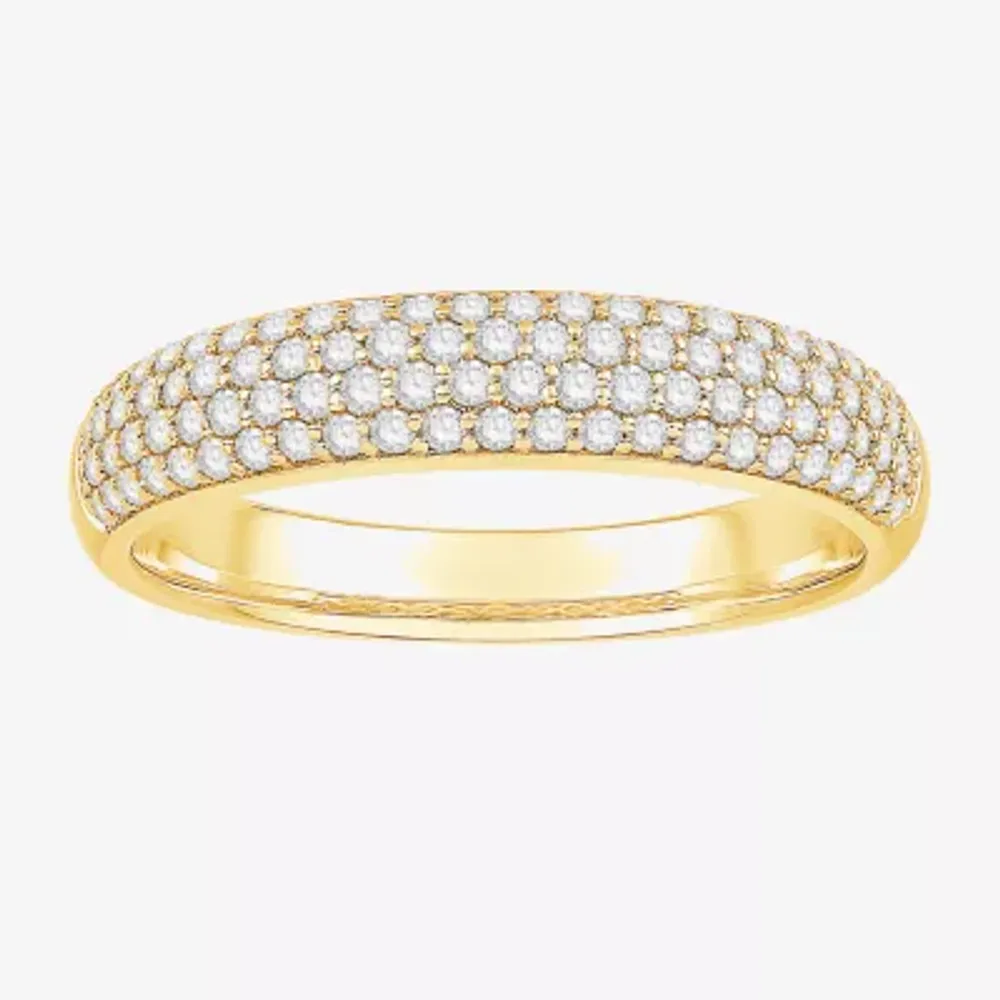 Micro Pave Womens 4MM 1/ CT. T.W. Natural White Diamond 10K White Gold Anniversary Wedding Band
