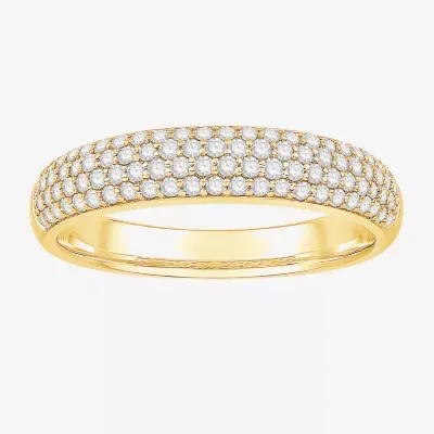 Micro Pave Womens 4MM 1/ CT. T.W. Natural White Diamond 10K White Gold Anniversary Wedding Band