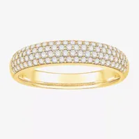 Micro Pave 4MM 1/ CT. T.W. Natural White Diamond 10K Gold Anniversary Wedding Band