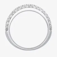 Micro Pave 5.5MM 1 1/2 CT. T.W. Natural White Diamond 10K White Gold Anniversary Wedding Band