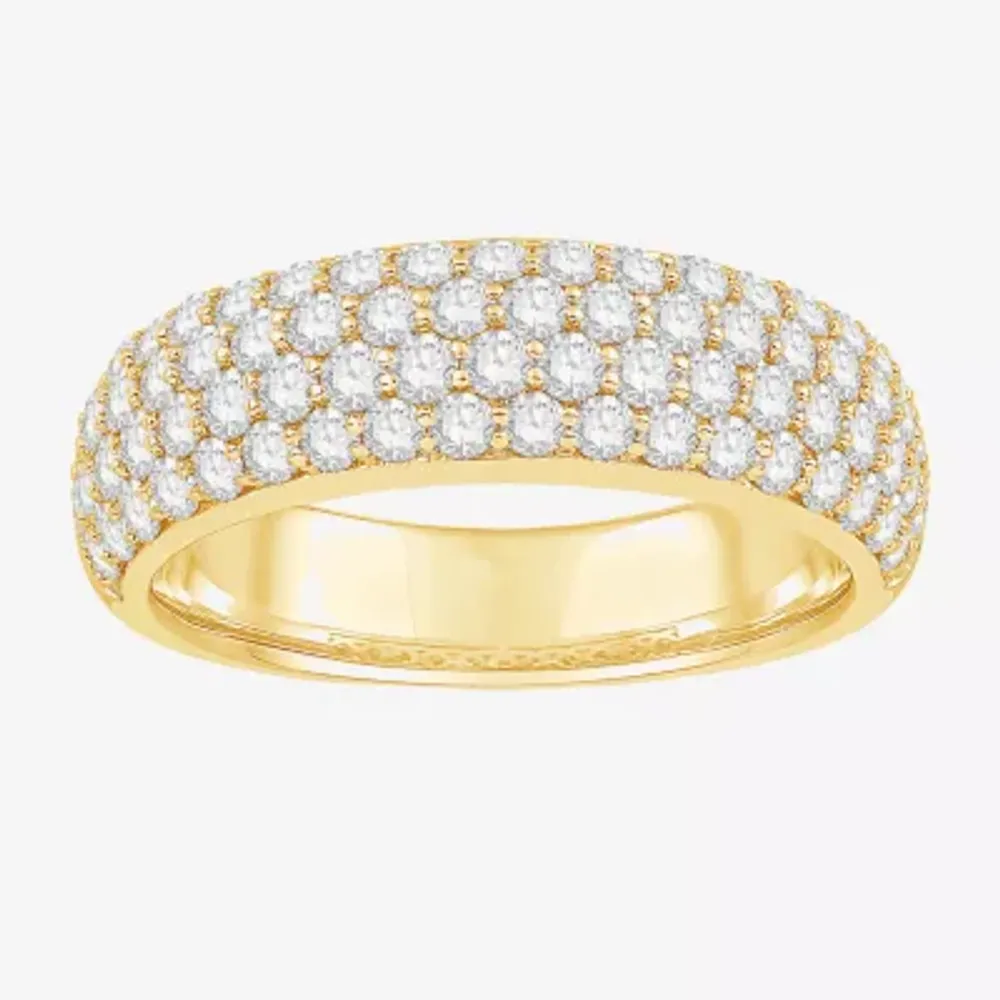 Micro Pave 5.5MM 1 1/2 CT. T.W. Natural White Diamond 10K White Gold Anniversary Wedding Band