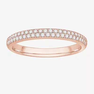 Micro Pave 2MM 1/4 CT. T.W. Natural White Diamond 10K Rose Gold Anniversary Wedding Band