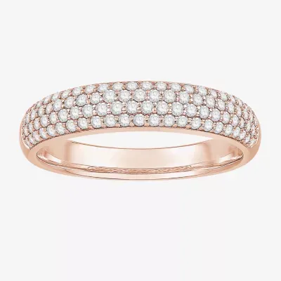 Micro Pave 4MM 1/ CT. T.W. Natural White Diamond 10K Rose Gold Anniversary Wedding Band