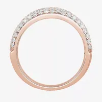 Micro Pave 4MM 1 CT. T.W. Natural White Diamond 10K Rose Gold Anniversary Wedding Band